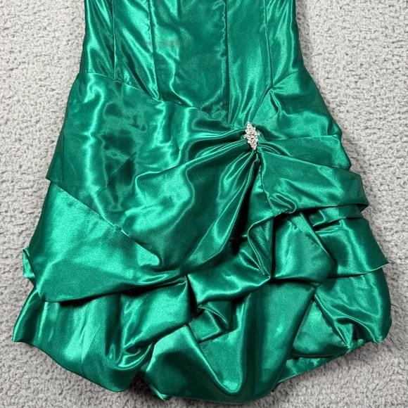 Jessica McClintock Gunne Sax Strapless Ruffle Prom Dress Green Size 1/2